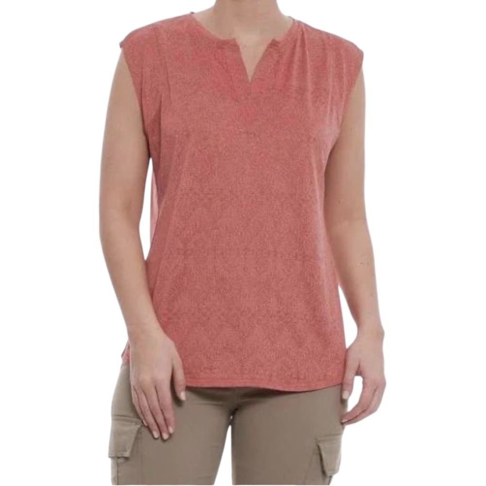 Woolrich Top Womens M Medium Red Eco Rich Heights‎ Top Sleeveless Slit Shoulder